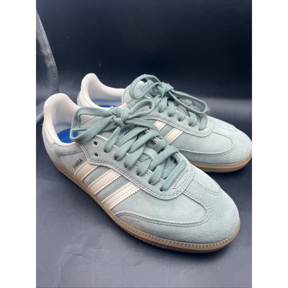 Adidas Samba ADV  Green White Gum Leather Sneakers men’s 6.5 Excellent